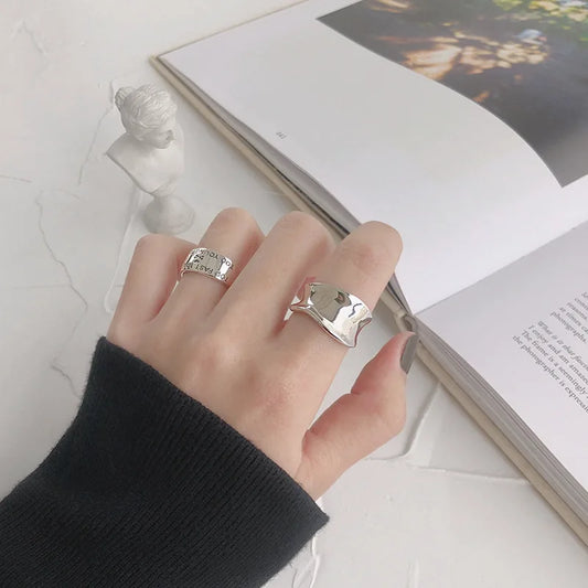 Sterling silver Geometric Irregular Wave Ring