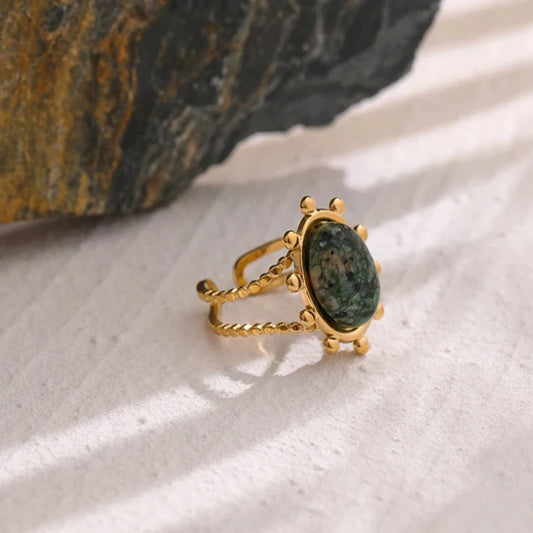 Green African Turquoise Stone Ring