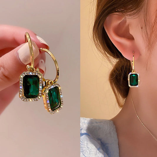 Green Crystal  Earrings