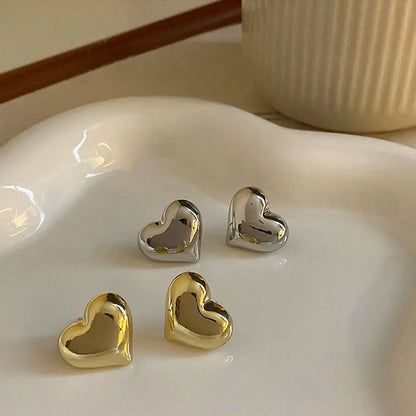 Heart Alloy Metal Stud Earring