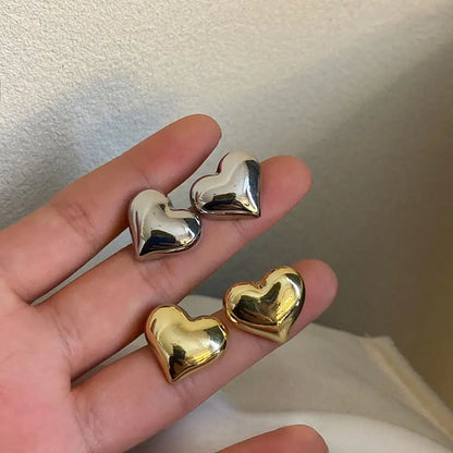 Heart Alloy Metal Stud Earring